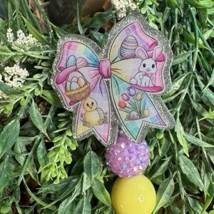 Easter Bunny and Chick Bow Badge Reel